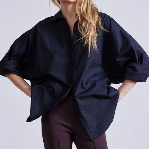 Apiece Apart Kaarina Dolman Button Down Black Size M - Picture 2 of 9
